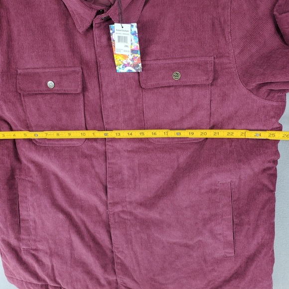 Robert Graham Corduroy Jacket Burgundy Mens XXL New Zip Snap Quilt Lined Cotton - Picture 6 of 7